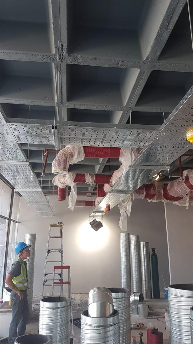 Commercial HVAC and fire ducting installation in progress on site